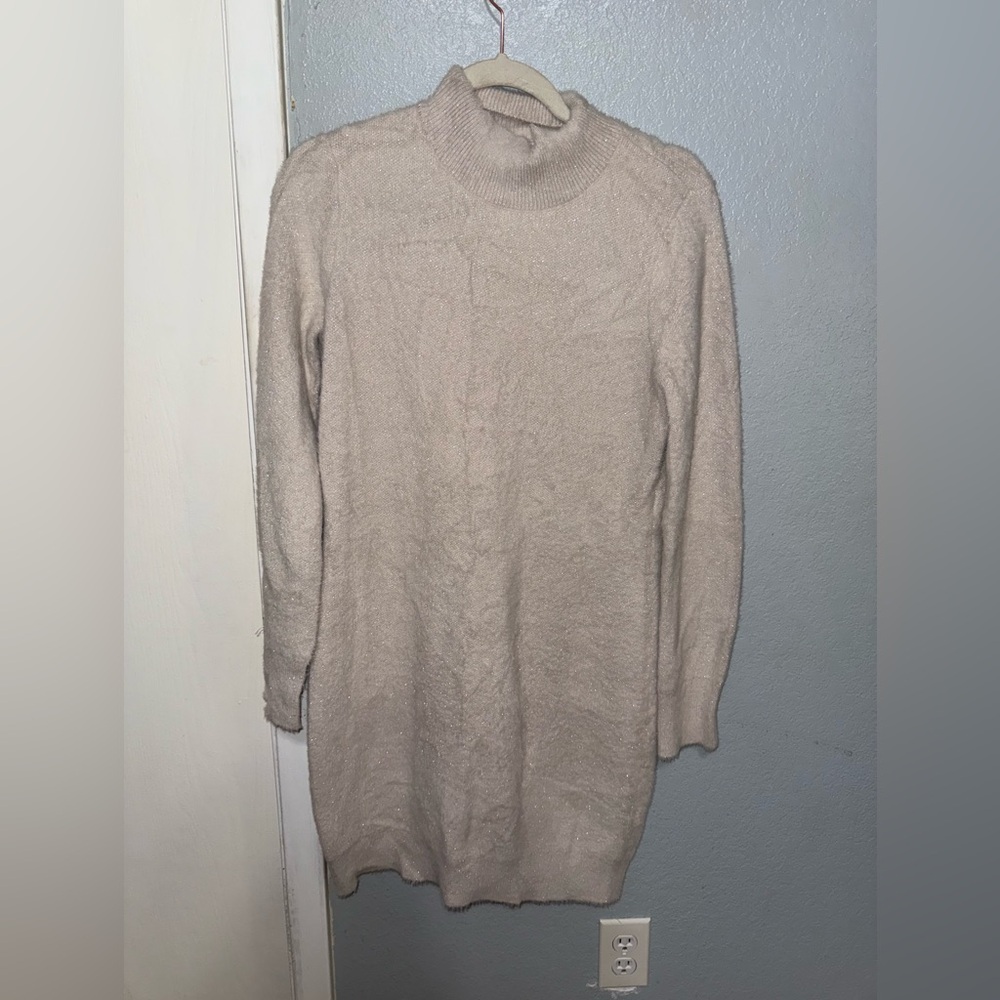 Cozy Cream Turtleneck Sweater dress